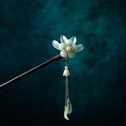 Mythstone Pearl Flower Leaf Butterfly Happiness Hairpin