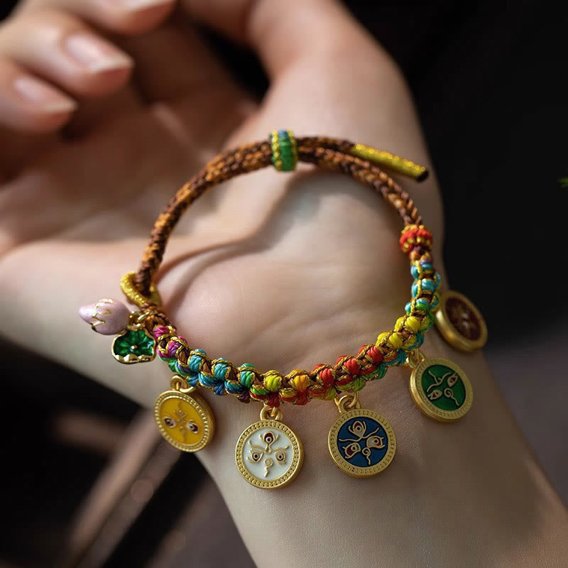 Mythstone Tibetan Colorful Rope Five God Of Wealth Luck Braid Bracelet