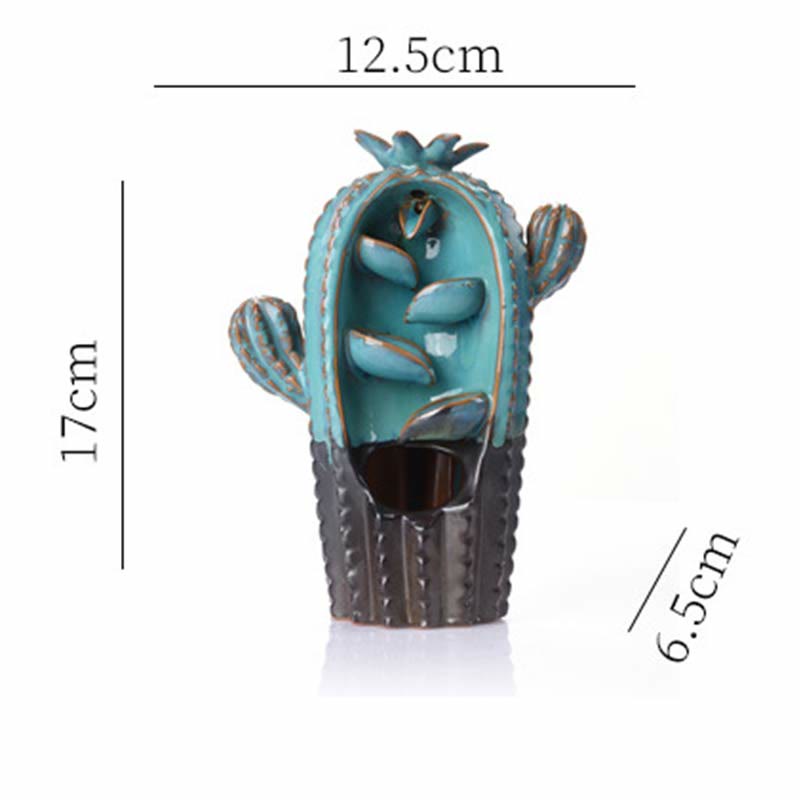 Mythstone Cactus Ceramic Healing Backflow Smoke Fountain Incense Burner