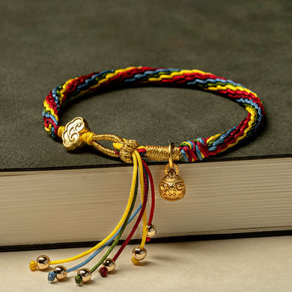 Pulsera de hilo colorido con nudo de reencarnación y suerte familiar con bestia tragadora de oro de Mythstone