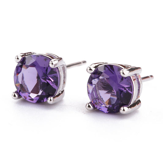 Mythstone Natural Various Gemstone Amethyst Love Earrings