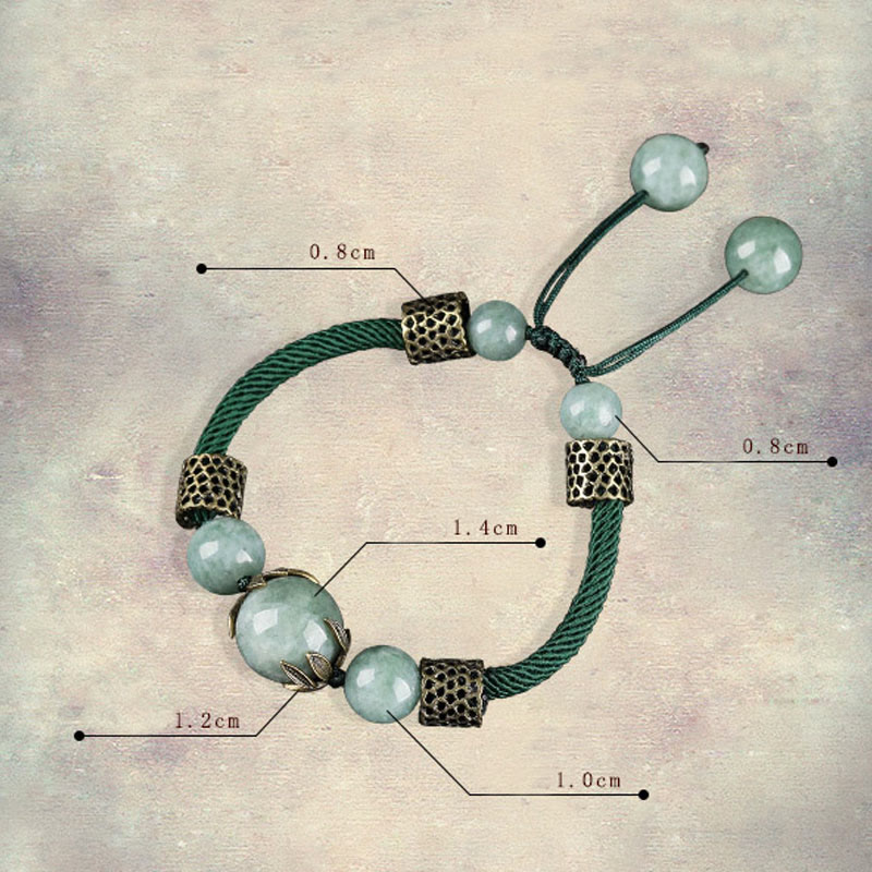 Pulsera de jade verde con cuentas de la suerte hecha a mano Mythstone 