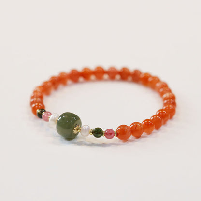 Pulsera de tranquilidad y confianza con cuentas de jade hetiano de ágata roja natural Mythstone 