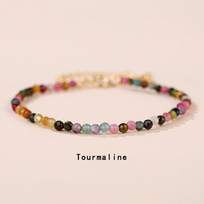 Pulsera de cadena curativa de turmalina de cristal rosa, prehnita, peridoto, lazurita y cuarzo fresa Mythstone 