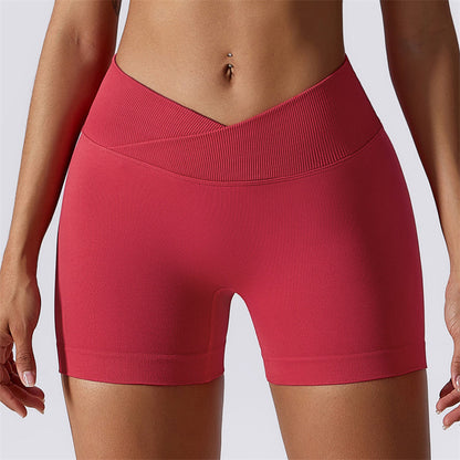 Mythstone Women Seamless High Elasticity Sports Fitness High Waist Yoga Workout Shorts