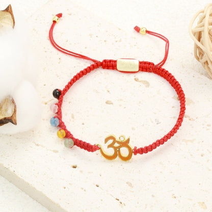 Mythstone Tibetan Handmade OM Mindfulness Red String Bracelet