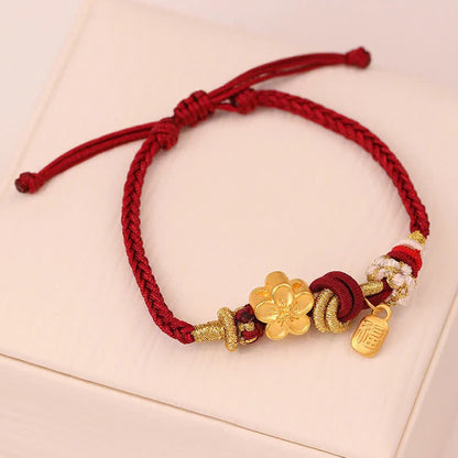 MythStone Peach Blossom Happiness Charm Luck Red String Bracelet