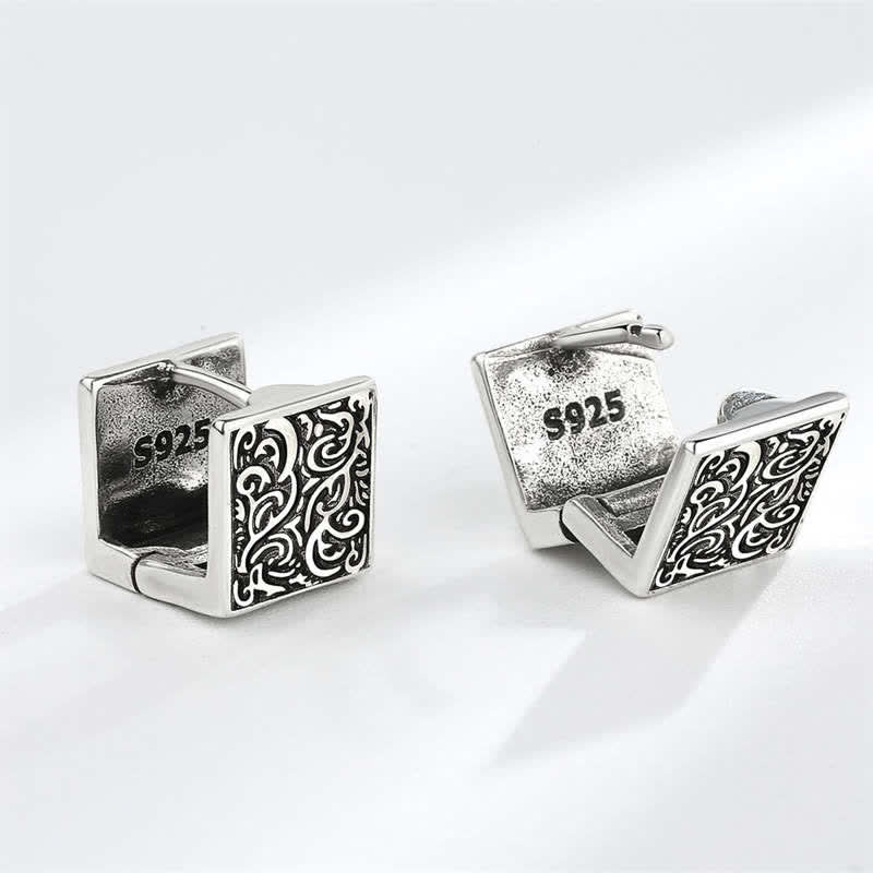 Mythstone Grass Pattern Square Stud Earrings