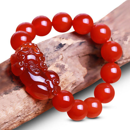 Mythstone Red Agate Lucky Pixiu Wealth Luck Bracelet