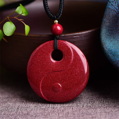 Mythstone Laughing Buddha Yin Yang Chinese Zodiac Gourd Natural Cinnabar Blessing Necklace Pendant