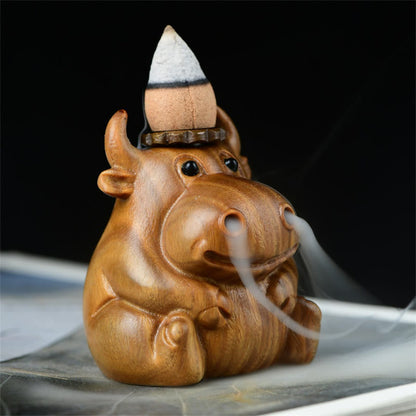 Mythstone Green Sandalwood Cute Calf Pattern Meditation Backflow Incense Burner Decoration