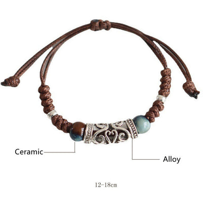 Mythstone Tibet Ceramic Bead Wealth String Bracelet