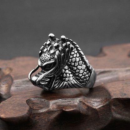 Anillo de acero y titanio Mythstone Dragon Balance