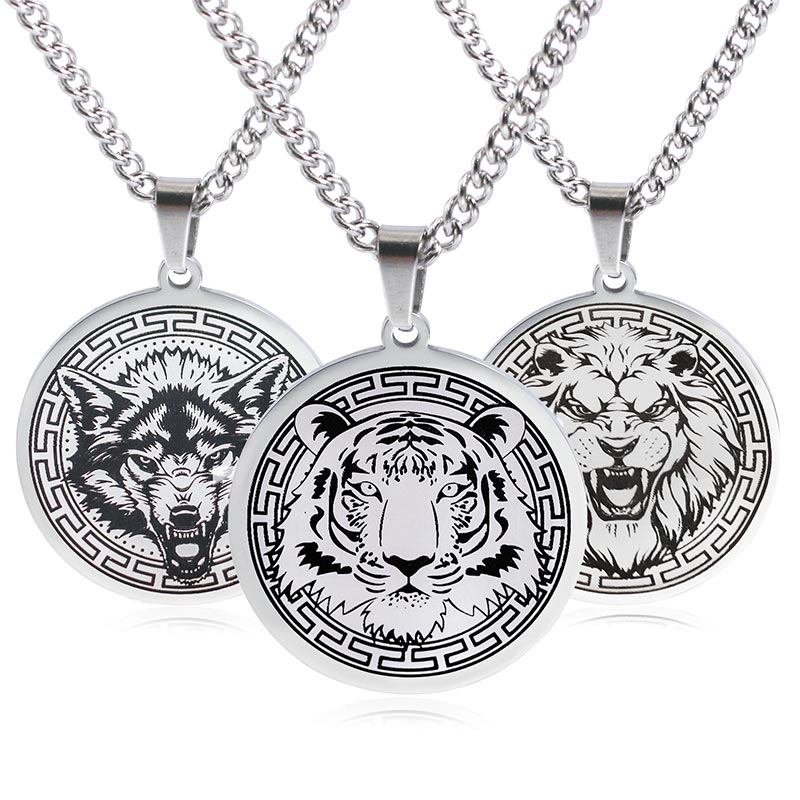 Animal Titanium Steel Chain Necklace Protection Pendant