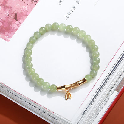 Mythstone 925 Sterling Silver Plated Gold Natural Hetian Jade Bead Gourd Lotus Bamboo Fu Character Luck Bracelet