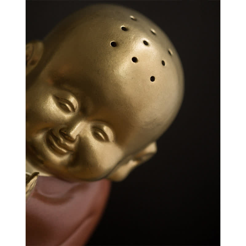 Mythstone Little Buddha Laughing Buddha Ceramic Healing Incense Burner