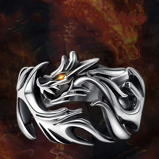 Mythstone Dragon Pattern Protection Strength Adjustable Ring