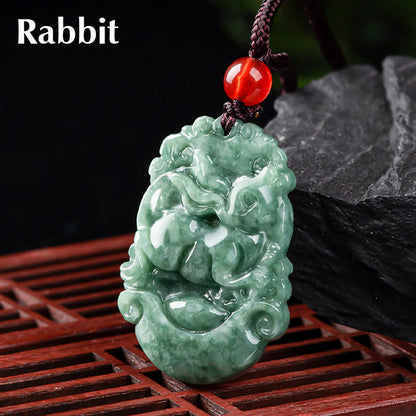 Colgante de jade natural Mythstone con el signo del zodíaco chino de la prosperidad de 12 caracteres