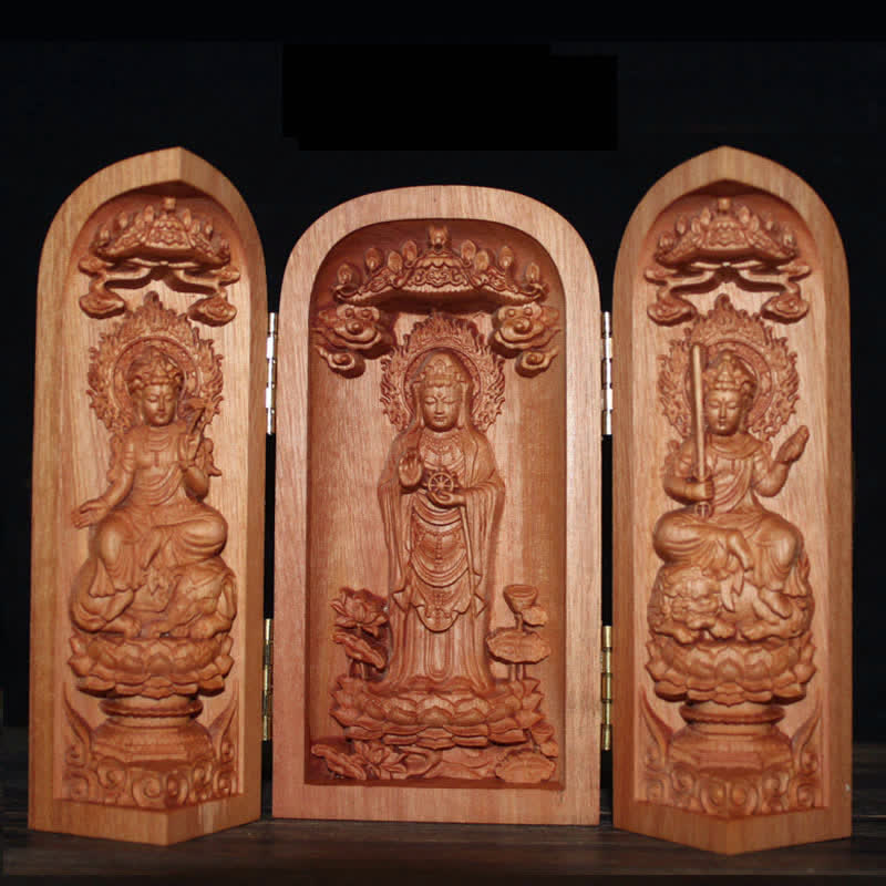 Mythstone Avalokitesvara Kwan Yin Buddha Cherry Wood Compassion Home Decoration Altar