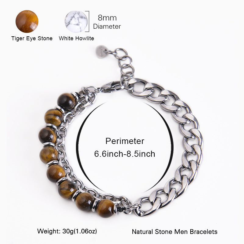 Mythstone Tiger Eye Picasso Jasper Frosted Stone Strength Bracelet