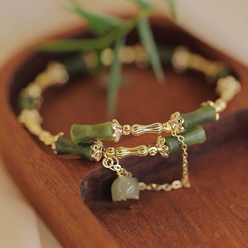 MythStone Bamboo Jade Pattern Luck Bracelet Bangle