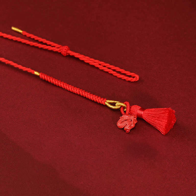 Mythstone Natural Cinnabar Dragon Blessing Red String Belly Chain