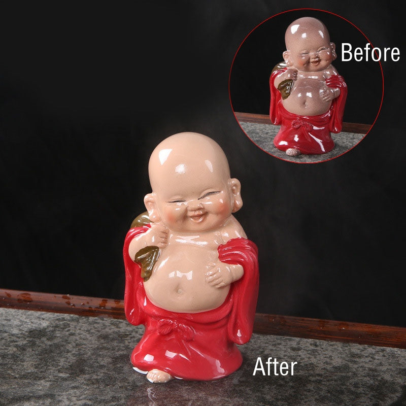 Mythstone Color Changing Laughing Buddha Resin Tea Pet Wealth Home Figurine Decoration