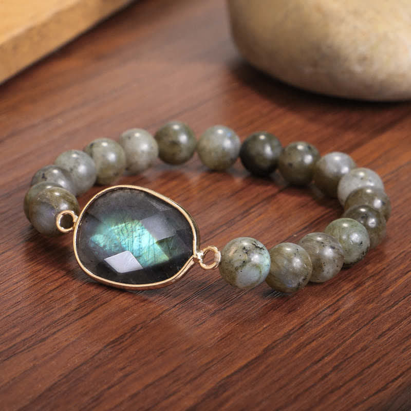 MythStone Natural Labradorite Moonstone Support Healing Beaded Bracelet