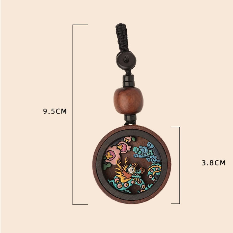 Mythstone Year Of The Dragon Hand Painted Chinese Zodiac Rosewood Carved Calm Key Chain (Extra 30% Off | USE CODE: FS30)