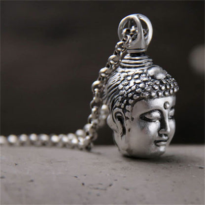 Mythstone 999 Sterling Silver Buddha Demon Serenity Necklace Pendant