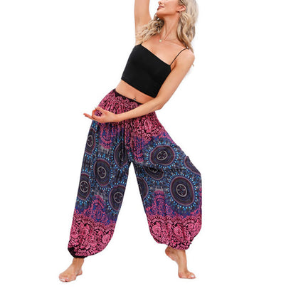 Pantalones de harén con estampado de brújula holgados e informales de Mythstone, pantalones de yoga para mujer 