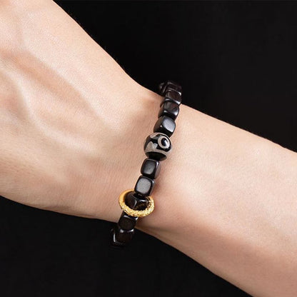 Mythstone Tibetan Ebony Wood Dzi Bead Balance Calm Bracelet