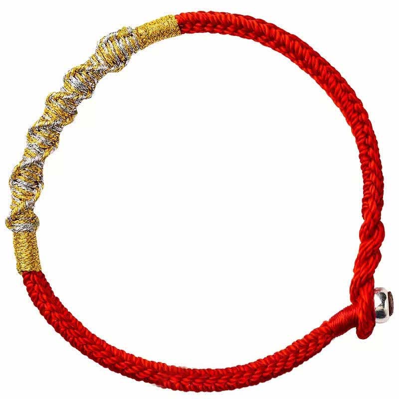 Pulsera trenzada de hilo rojo con protección y fuerza de la suerte en plata de ley 925 de Mythstone