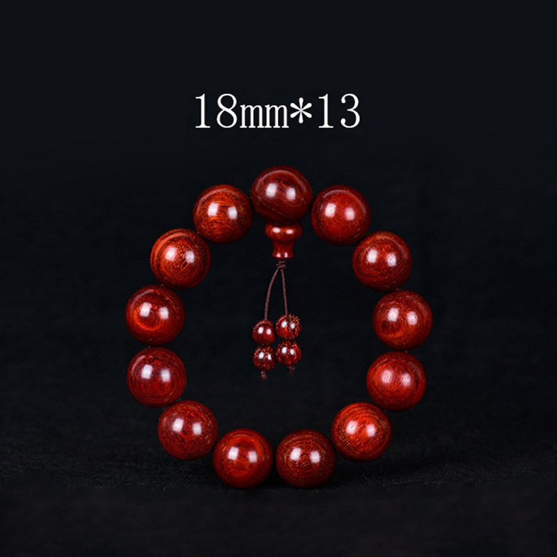 Pulsera de equilibrio de sándalo rojo con hojas pequeñas tibetanas de MythStone 