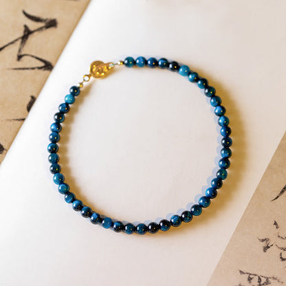 Mythstone Natural Blue Tiger Eye Stone Protection Chain Bracelet