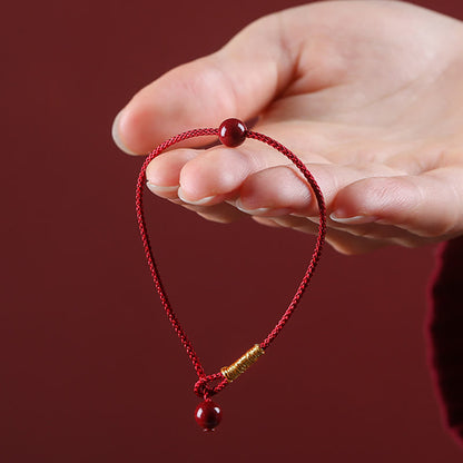 Mythstone Natural Cinnabar Red Agate Blessing Red String Bracelet