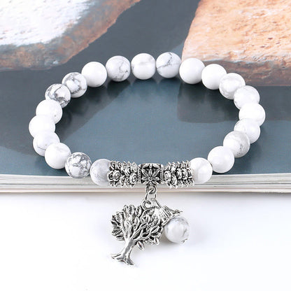 Mythstone Natural Gemstone Tree of Life Lucky Charm Stretch Bracelet