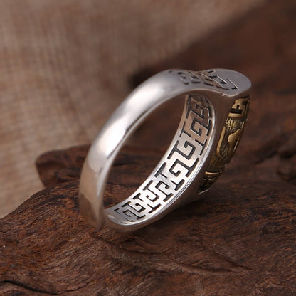 Mythstone Tibet Om Mani Padme Hum Carved Design Purity Rotatable Ring