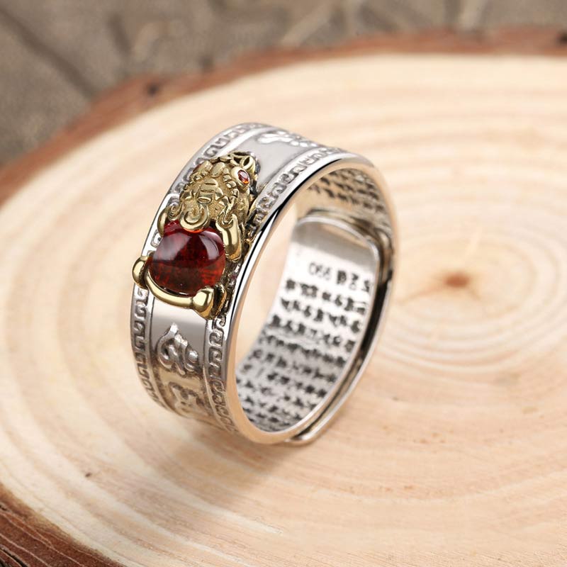 Mythstone Red Agate PiXiu Wealth Ring