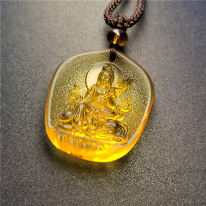 Colgante de cristal de compasión de Liuli con bendición de Buda natal del zodíaco chino Mythstone