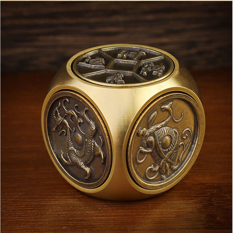 Mythstone Four Beasts Feng Shui Yin Yang Bagua Copper Coin Harmony Rotatable Decoration