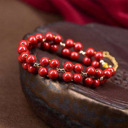 Mythstone Natural Cinnabar Beaded Blessing Bracelet