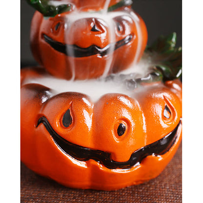 Mythstone Halloween Pumpkins Ghost Resin Backflow Smoke Fountain Incense Burner Decoration