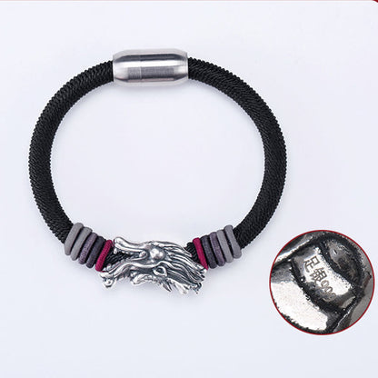 Mythstone 999 Sterling Silver Dragon Luck Handcrafted Braided Child Adult Bracelet