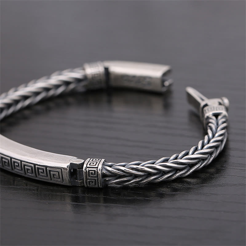 Mythstone Swastika Pattern Engraved Luck Bracelet