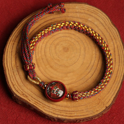 Mythstone Colorful Rope Cinnabar Thangka Blessing Braided Bracelet