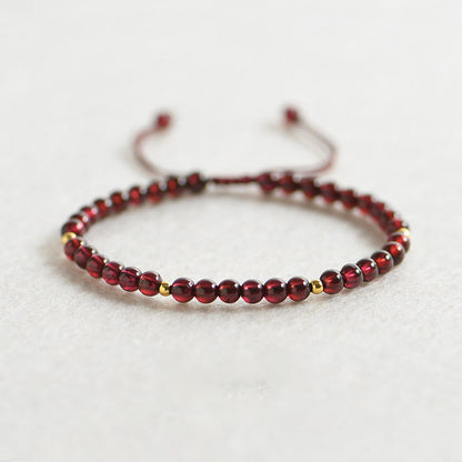 Mythstone Natural Garnet Golden Beads Stability Bracelet