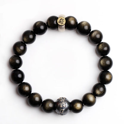 Mythstone Chinese Zodiac Natal Buddha Obsidian Purification Bracelet