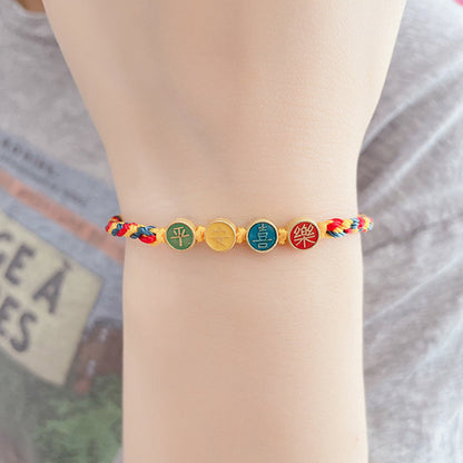 Pulsera trenzada de hilo de color Dunhuang hecha a mano con protección de la paz y la alegría Mythstone 