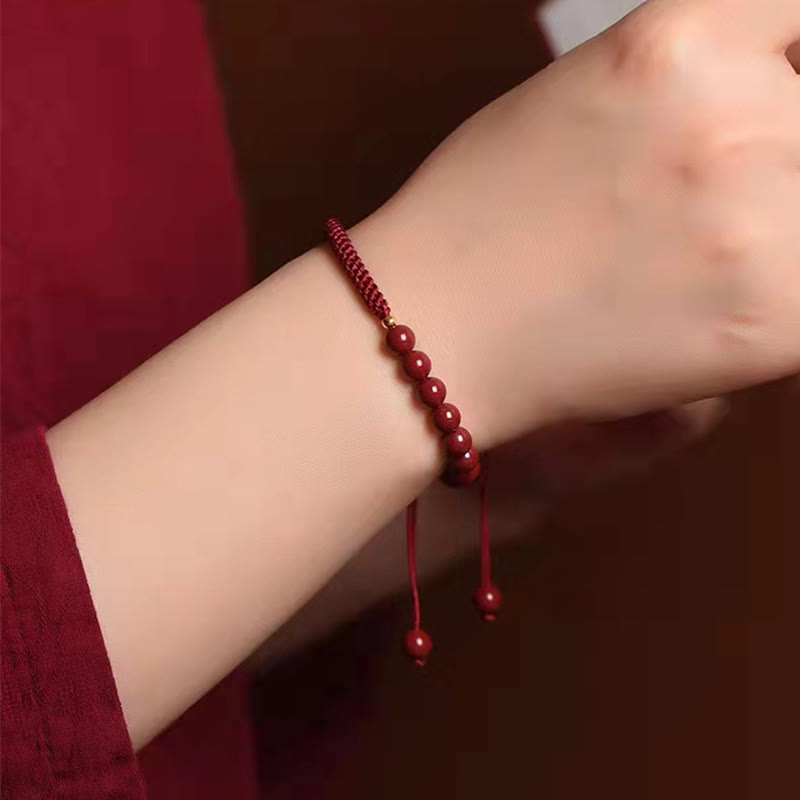 Mythstone Natural Cinnabar King Kong Knot Blessing String Bracelet